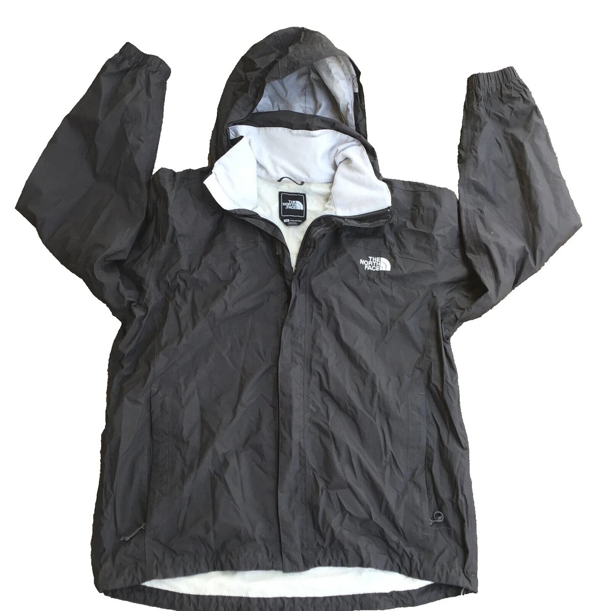 The North Face Hooded Mens Rain Windbreaker Jacket Mesh Lined Black Size: L