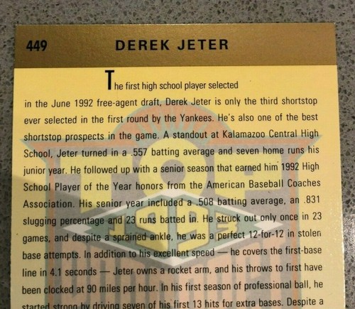 Upper Deck 1993 - Derek Jeter Top Prospekt #44 - Bild 9 von 9