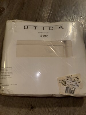 UTICA WestPoint Stevens King Flat Sheet Ivory 202 Thread Count NEW Irregular