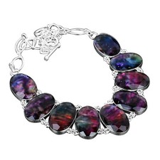 Oval Ammolite Stone Sterling Silver Unique Wedding Gift Chain Necklace Jewelry