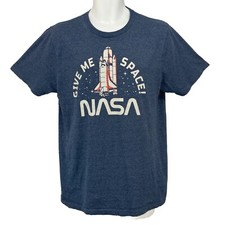 NASA Give Me Space T-Shirt/ Men s M Blue Licensed Cotton Blend SHUTTLE