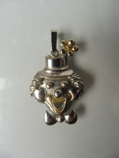 Beautiful, old pendant, clown, 925 silver partially gold-plated