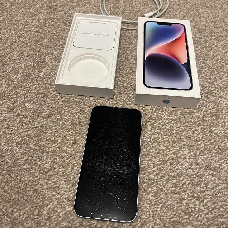 Apple iPhone 14 128GB Blue Unlocked Used Boxed Scratched