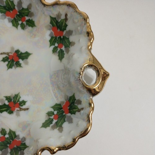 Plato Lusterware Vintage Holly Bon UCAGCO Cerámica Japón Dec Flor del Mes - Imagen 13 de 18