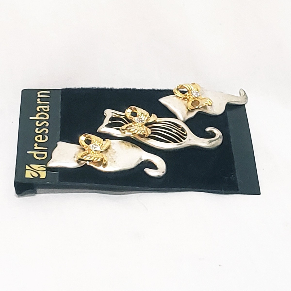 Lot 3 Cat Brooch Pin 1.5" Cats Silver Gold tone Dress Barn View 4