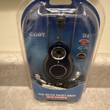 NOS Vintage Coby CX-8 Portable Mini Am/Fm Pocket RadioW/Speaker  Earphones