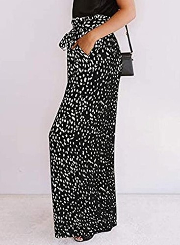 ECOWISH Womens Cotton Soft Palazzo Wide Leg Pant w/ Pockets High Waist Large - Picture 4 of 8