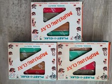 RETRO PLASTICLAY PLAST I CLAY MODELING CLAY ORIGINAL PACKAGING NEW 3 PACKS USA