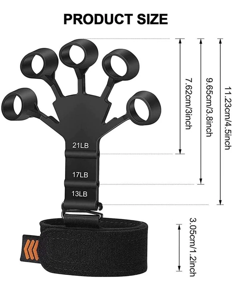 Fortalecedor de Dedos 2 Piezas, Entrenador de Fuerza de Agarre 1 Gris, 1 Negro Foto 2 de 4