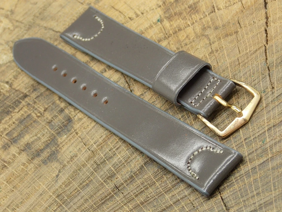 Correa de reloj Kreisler vintage nueva sin usar 17,5 mm carcasa cordobesa con hebilla tono dorado Foto 3 de 4