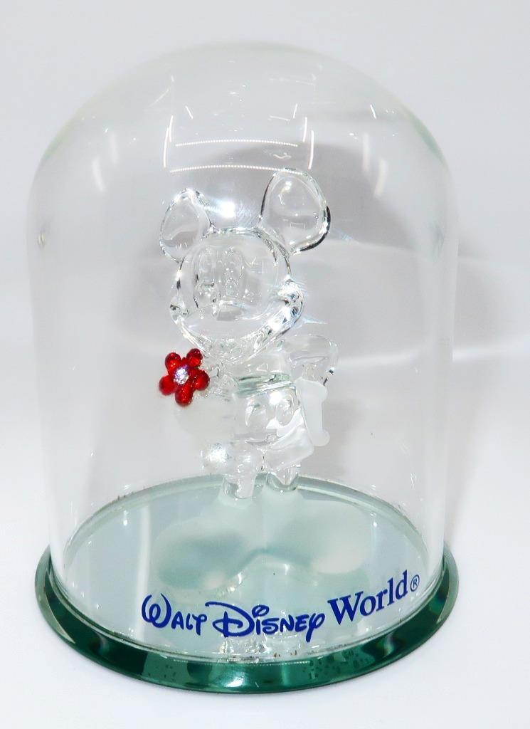 Mickey Mouseガラス製置物 Disney WDW, Arribas Brothers Glass Dome Mickey Mouse Red Flower