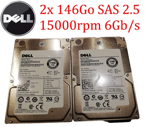 15000rpm DD SAS Dell Savvio 15k.3 ST91146853SS 2x 145Gb Disques dur server 2.5"