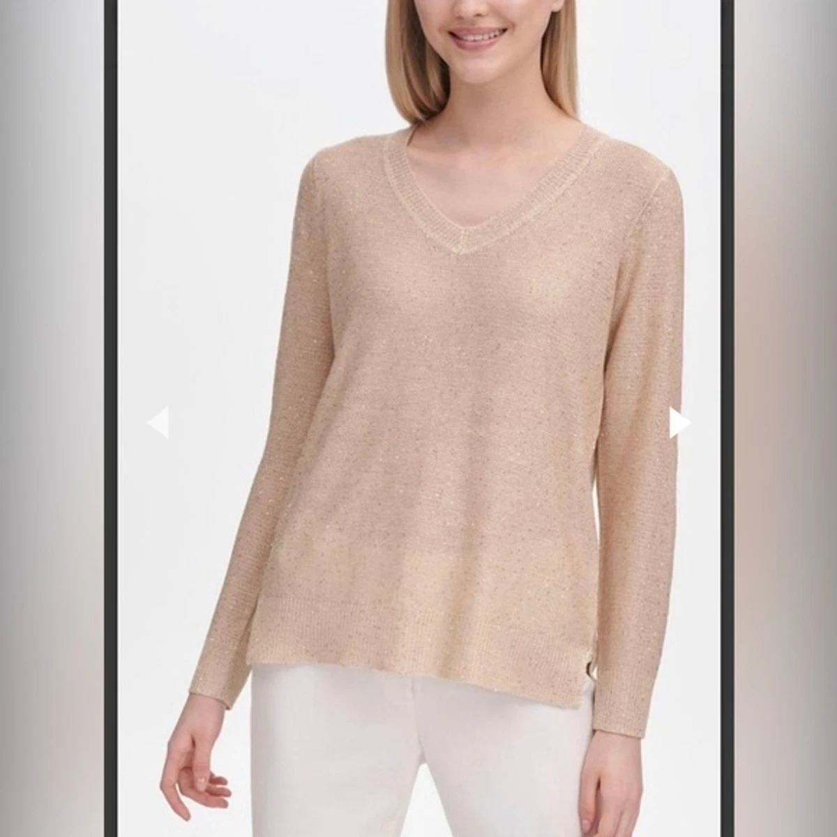 Calvin Klein V neck Gold tone Fleck Sweater XS