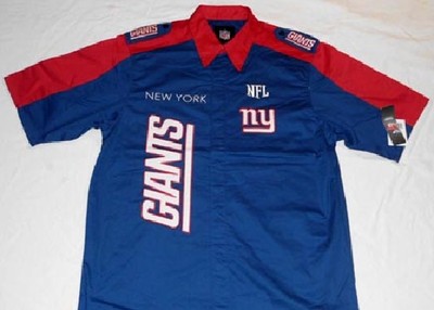 New York Giants Endzone Shirt XL Pit Crew Style NFL Specialty Full Button Up 