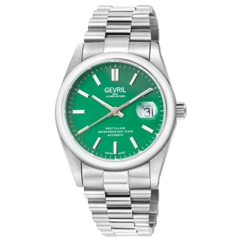 Breguet — Gevril Men's 48934B West Village Swiss Automatic Sellita SW200 Green Dial Watch