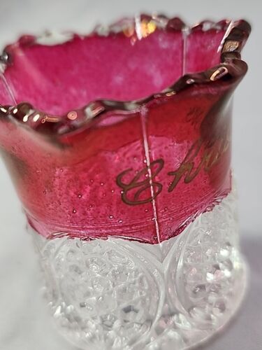 Weihnachten 1903 Karneval Souvenir Preiselbeere Glas Daumenabdruck Zahnstocher Halter - Bild 5 von 9