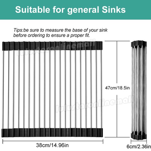 Dish Drainer Drying Rack Stainless Steel Kitchen Over Sink Organiser New - Picture 9 of 12