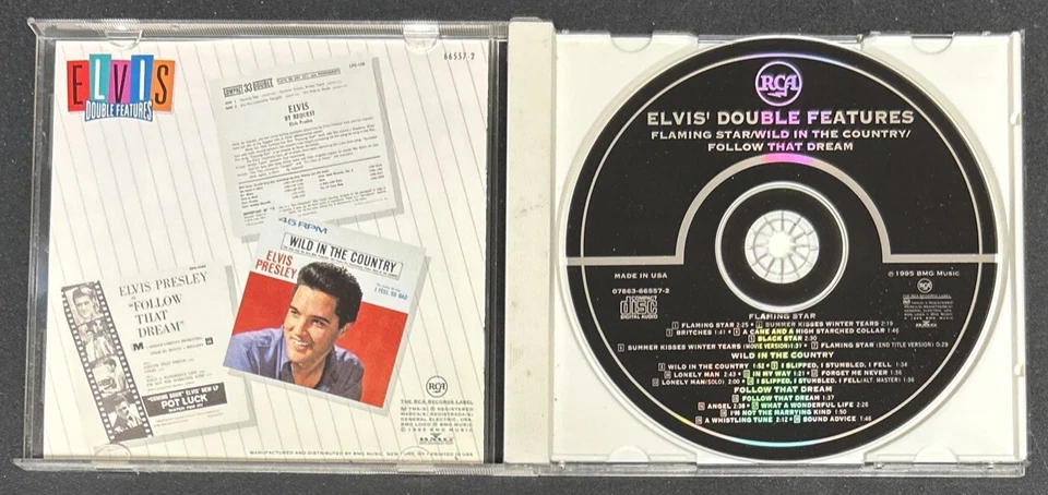 Elvis Presley Double Features Flaming Star Wild Country Follow That Dream CD Set Foto 4 de 4