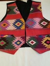 East Winds 100% Cotton Vest Handwoven Medium Unisex Aztec Pattern Nwot