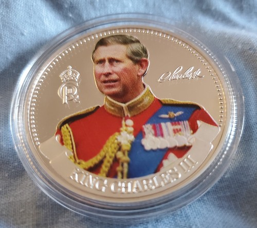 Queen Elizabeth II Gold Silver Coin King Charles III Signed Union Jack Royalty - Picture 3 of 19