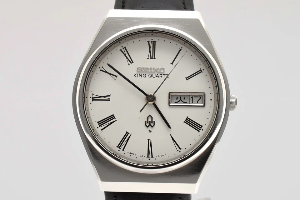 Винтажные римские мужские кварцевые часы 1977 [почти как новые / кандзи] SEIKO King 4823-8130 - Изображение 2 из 4