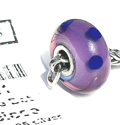 TROLLBEADS Purple Dot 61331 Retired Purple Dot Glas Silber 61331 Neu