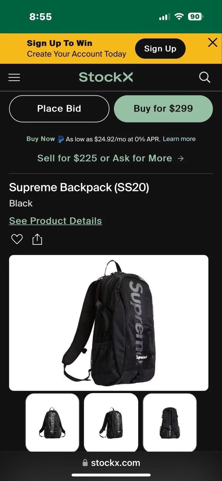 Supreme SS20 Mesh Backpack Black