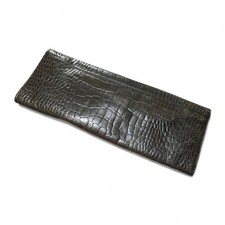 Croc Embossed Leather Clutch Bag Black Ann Taylor Womens Faux Crocodile Wallet