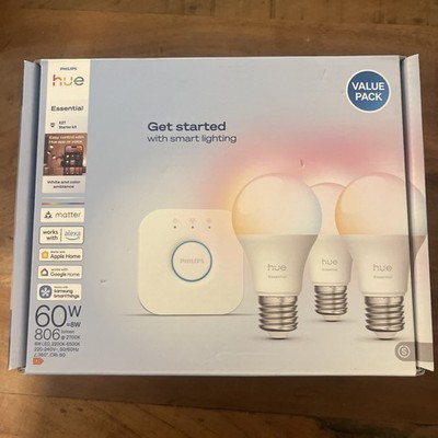 Philips Hue Essential Kit: Hue Bridge + 3 Essential E27 60 Watt Lampen NEU & OVP