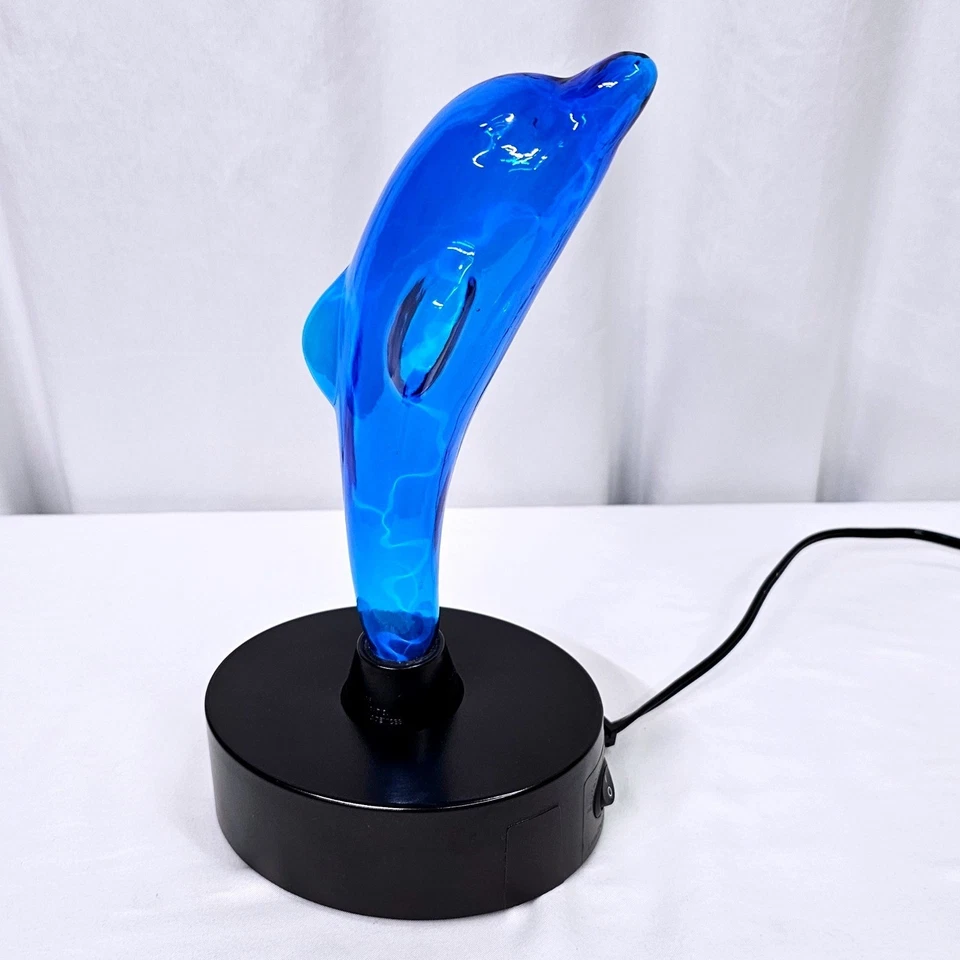 LumiSource Electroplastic Dolphin Lamp Blue Lightning Plasma Light Vintage 11.5" - Image 4 of 4