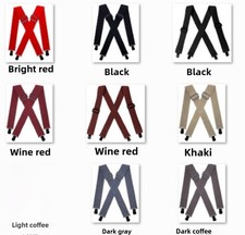 Quality Elastic Suspenders Adult Mens 4-clip Straps 5CM Wider Heavy Duty X Shape