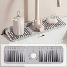 18 Inch Silicone Faucet Mat for Kitchen Sink Gray