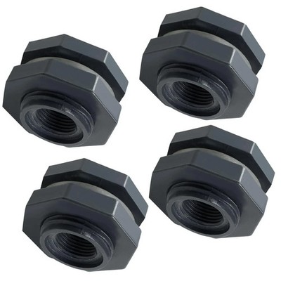 4 Pcs NPT1/2 Bulkhead Fitting 1/2 Inch Water Tank Connector Pipe Fittings