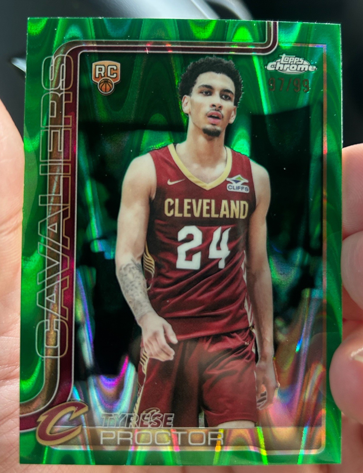 2025 Topps Chrome Basketball Green RayWave Refractor Tyrese Proctor RC /99 #300