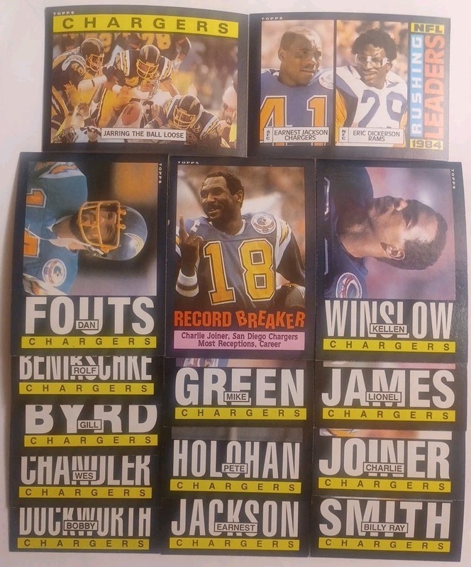 1985 TOPPS MASTER TEAM SET 15/15 SAN DIEGO CHARGERS FOUTS HOF JOINER NM/MT 06156