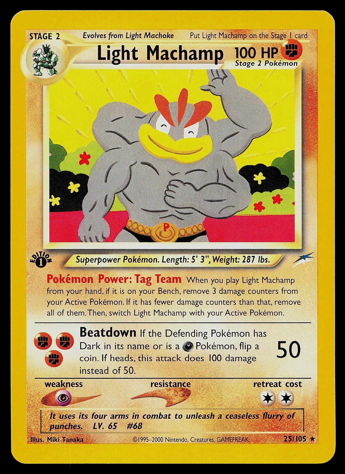 Pokemon Card - Light Machamp Neo Destiny 1st Edition 25/105 Rare