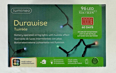 Lumineo Durawise Twinkle 96 LED Battery Operated Multicolor String Lights 23.3Ft