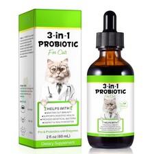 3-in-1 Probiotic for Cats with Digestive Enzymes  Prebiotics, Supports Gut