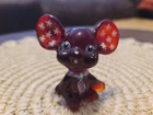 Fenton Ruby Red Art Glass Christmas Mouse Hand Painted Signed S.Hart UV reactive