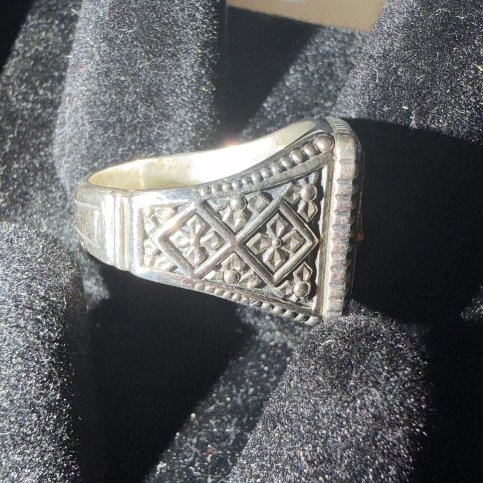Anel masculino quadrado de prata esterlina 925 Konstantino maltês, tamanho 11 - Imagem 2 de 4