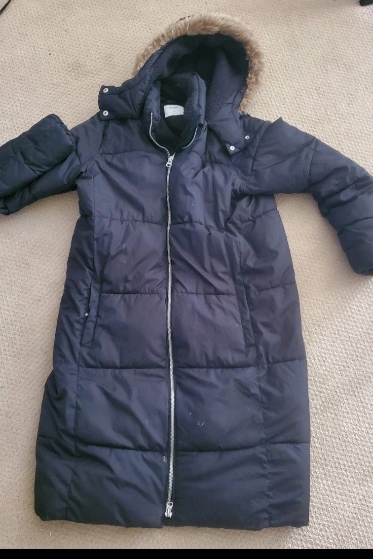 Old Navy Long Women's Puffer Coat Size Large TALL Full Zip Winter Jacket Warm