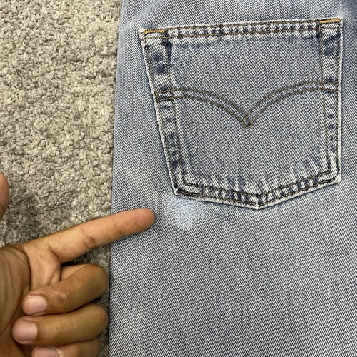 VINTAGE Levis 501 Jeans 28x29 Light Wash Blue Repaired - Picture 7 of 15