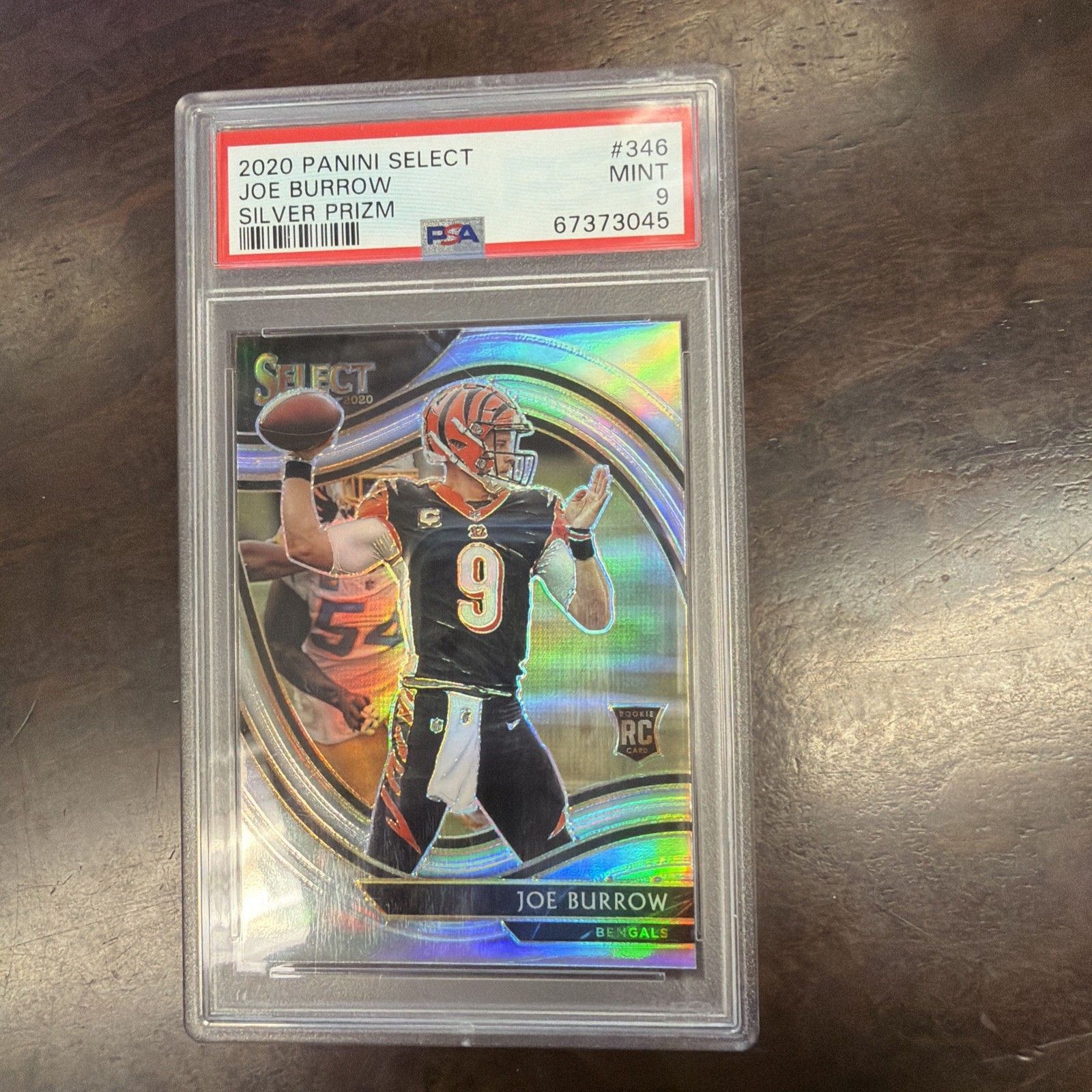 2020 Panini select #346 Joe Burrow Silver prizm rookie PSA 9