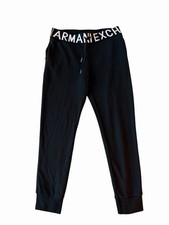 Armani Exchange Logo-Waist Track Pants Black Joggers Men L Drawstring Cotton Bln
