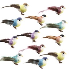 12Pcs Artificial Foam Feather Birds, Mini Love Birds Clip on Christmas Tree F...