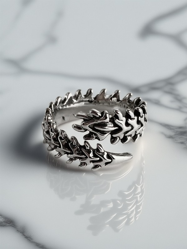 Bague Chrome insecte Vintage en acier inoxydable style Y2K argenté taille 54