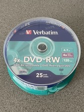 Verbatim DVD-RW SERL 4.7GB 4x 120 min 25 Pack Spindle Sealed & Unopened. 