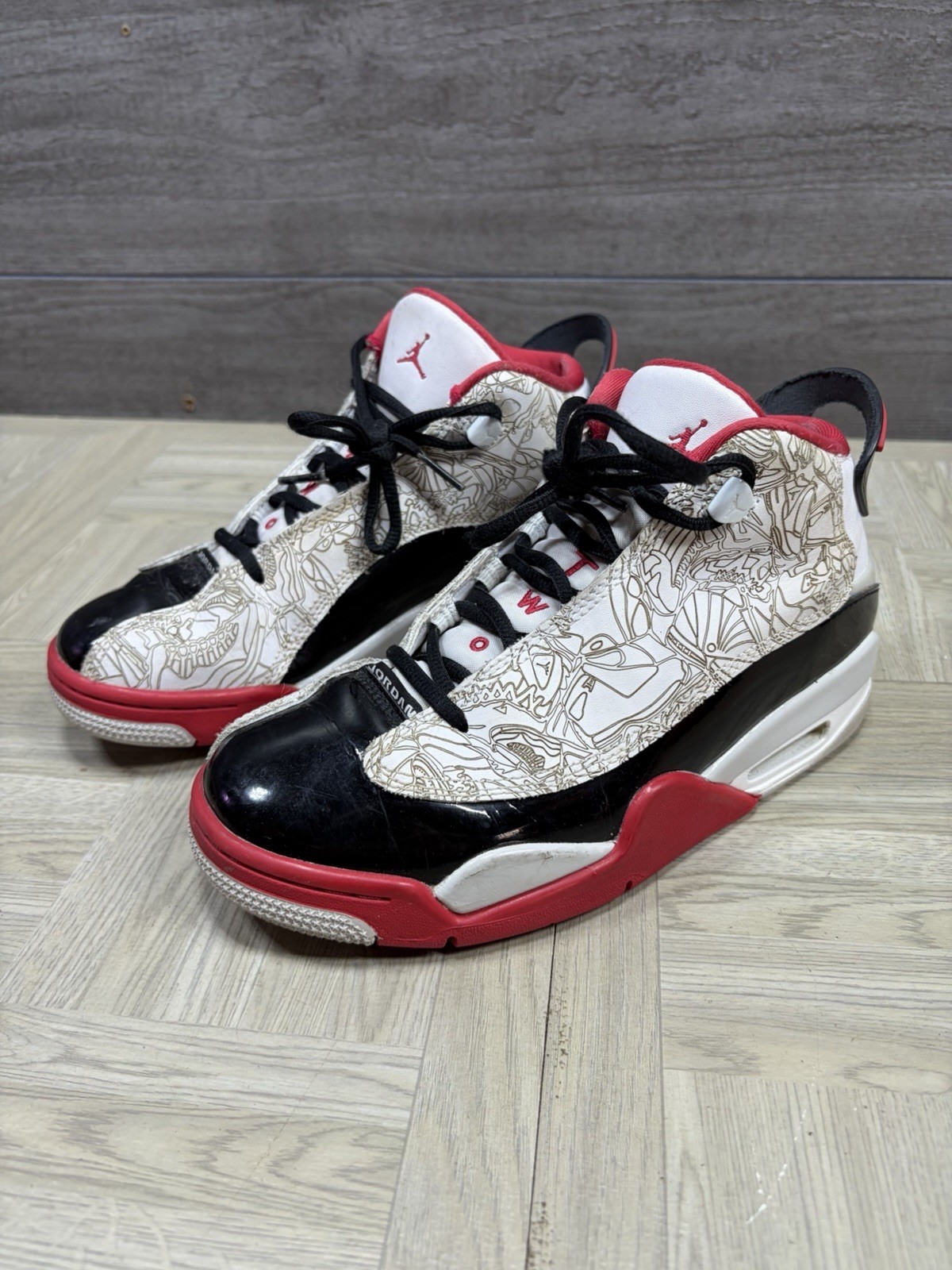 YOUTH Nike Air Jordan Dub Zero Black Red Kids Sneaker Shoes Size 4.5Y DV1360-160