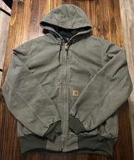 Carhartt J208 MOS Moss Green Sandstone Hooded Active Jacket Mens Large Regular