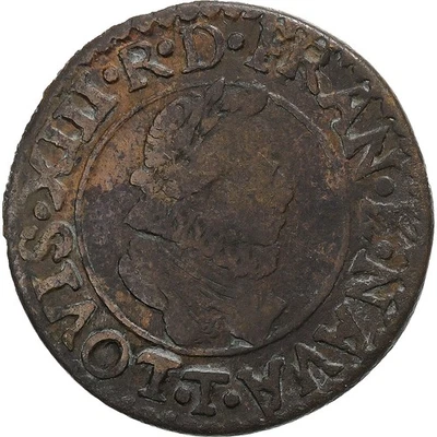[#1510903] France, Louis XIII, Double Tournois, 1616, Nantes, Copper, VF, Gadour - Image 1 of 2